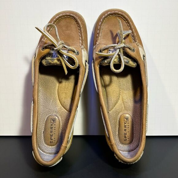 Womens SPERRY Top Sider Angelfish Sequin Leopard Print Boat Shoes / Size 6.5M - Picture 6 of 10